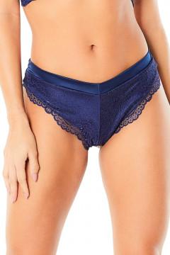 High Leg Lined Thong With Crossing Back Straps - Estate Blue | Northern Fixations.