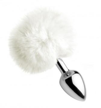 White Fluffy Bunny Tail Anal Plug | Northern Fixations.